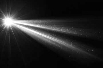 Sun rays and lens flare effects over a black background.