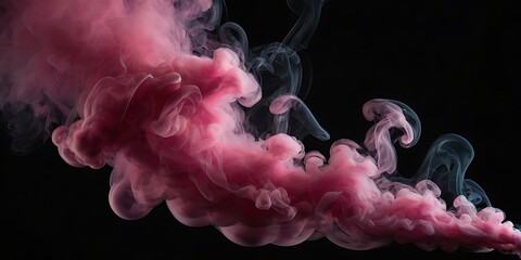 Pink foggy smoke on dark black background