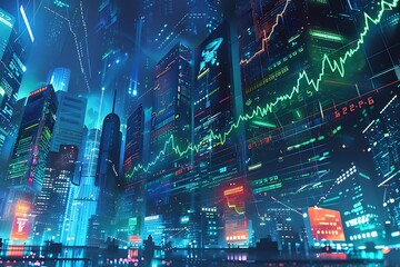 Obraz premium city scape futuristic finance investment concept