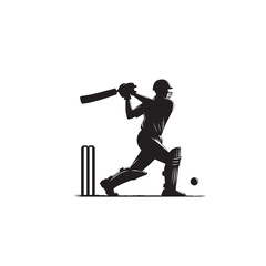 Cricket player vector design. Cricket player logo, icon design. Cricket player illustration isolated on white background.