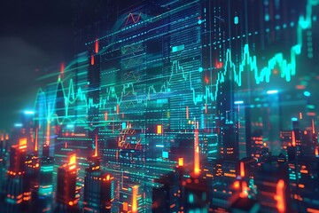 Fototapeta premium city scape futuristic finance investment concept