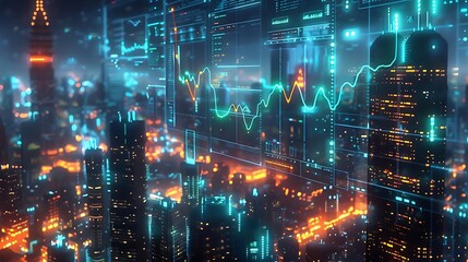 Fototapeta premium city scape futuristic finance investment concept