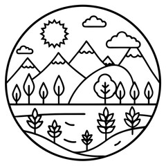 Fototapeta premium ecological nature outline coloring book page line art drawing