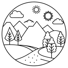 ecological nature outline coloring book page line art drawing
