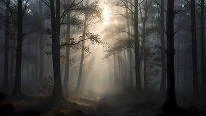 Fototapeta premium Dense Fog with Light Rays