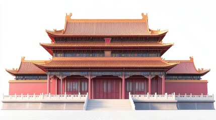 Forbidden City (China) clipart, element, 3D illustration, realistic, isolated on white background