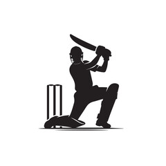Cricket player vector design. Cricket player logo, icon. Cricket player illustration.