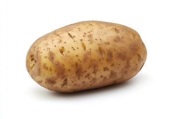 Large Raw Potato. Fresh Harvested Tuber. Close-up of Big Bulbous Potato on White Background