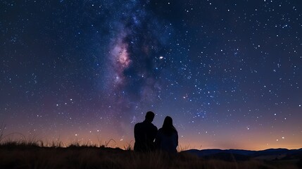 Couple Stargazing in a Remote Wilderness, Stargazing, Wilderness