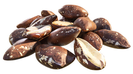 Obraz premium A bunch of candied Brazil nuts with a transparent background.