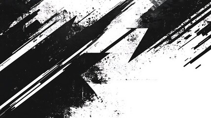 Abstract Black and White Grunge Background with Diagonal Lines and Splashes