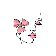 Aesthetics Logo Images. Woman face logo design vector illustration. Woman face suitable for beauty and cosmetic company logos.