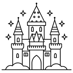 fairytale castle outline coloring book page line art drawing