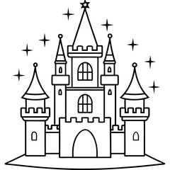 fairytale castle outline coloring book page line art drawing