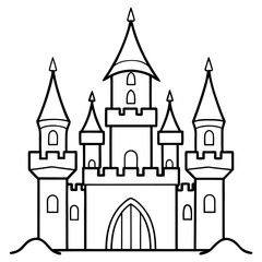 fairytale castle outline coloring book page line art drawing