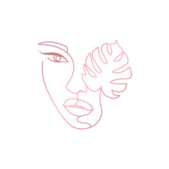 Aesthetics Logo Images. Woman face logo design vector illustration. Woman face suitable for beauty and cosmetic company logos.