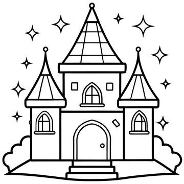 recommend clip art: fairytale house outline coloring book page line art drawing