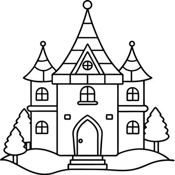 recommend clip art: fairytale house outline coloring book page line art drawing