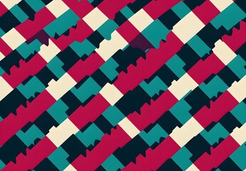 Abstract Geometric Pattern with Red, Blue, White and Black Colors