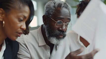 Diverse Business Team Reviewing Financial Documents, Diversity Theme, , Financial Documents, Review