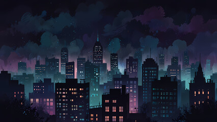 Fototapeta premium Foggy Night Cityscape