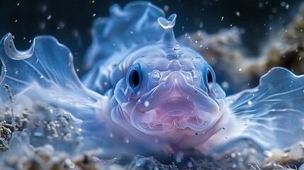 Hagfish producing slime as defense, underwater action shot: A hagfish releases copious amounts of slime as a defense mechanism, the underwater action shot capturing the thick, mucous-like substance 