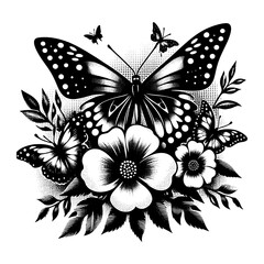 beauty flower and beauty butterfly design