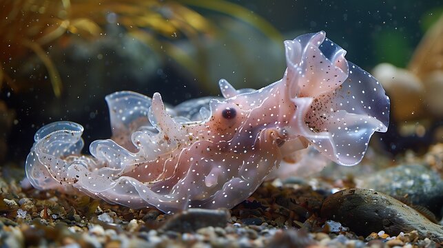 Hagfish producing slime as defense, underwater action shot: A hagfish releases copious amounts of slime as a defense mechanism, the underwater action shot capturing the thick, mucous-like substance 