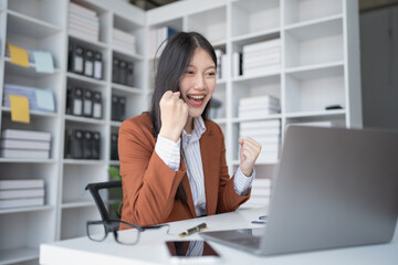 woman happiness plans for financial success by integrating budget and marketing strategies to...