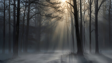 Fototapeta premium Dense Fog with Light Rays