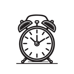 Alarm clock vector design. Alarm clock silhouette. Alarm clock illustration black and white.