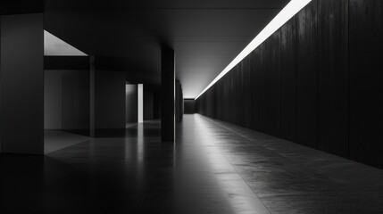 Portrait of Empty space in black futuristic architecture. AI generates images