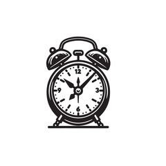Alarm clock vector design. Alarm clock silhouette. Alarm clock illustration black and white.