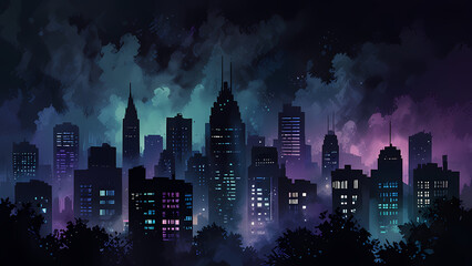 Fototapeta premium Foggy Night Cityscape