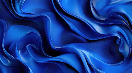 Obraz premium Abstract blue fabric folds with a smooth glossy texture, creating a dynamic and flowing visual pattern