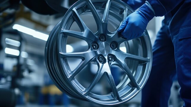 Mechanic Balancing Tires in Auto Shop for Vehicle Maintenance and Repair.