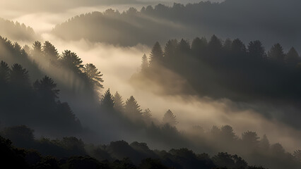 Fototapeta premium Dense Fog with Light Rays