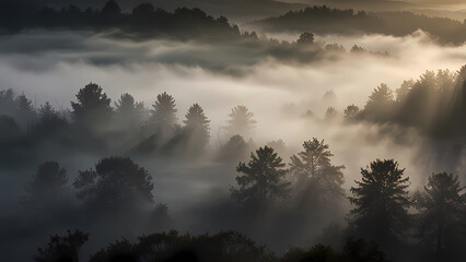 Fototapeta premium Dense Fog with Light Rays