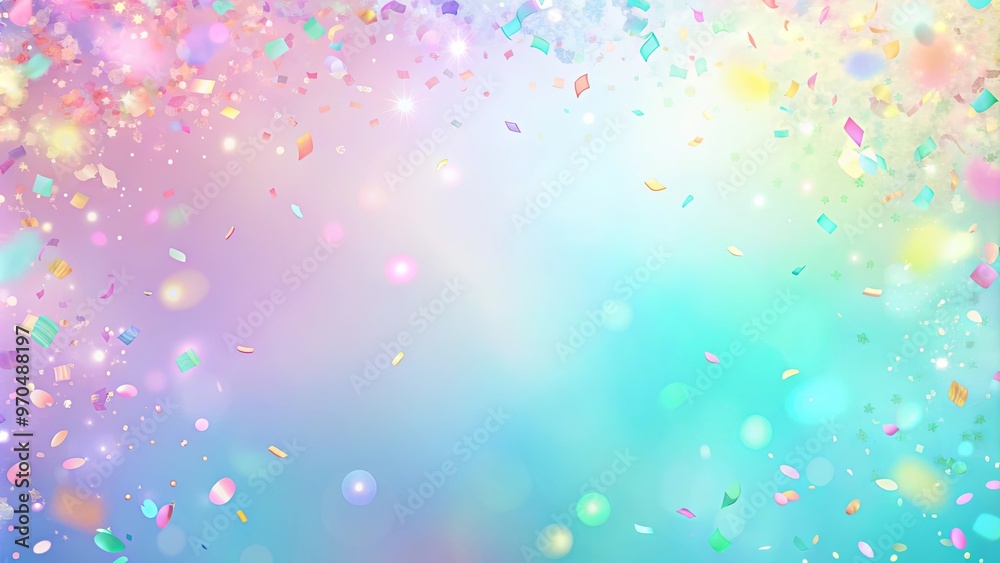Wall mural soft pastel hues with gradients and confetti textures in a whimsical wallpaper background