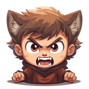 recommend clip art: Cute Cartoon Illustration of Little Werewolf. Unique design, Halloween mascot. AI generated.
