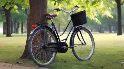 Fototapeta premium Bicycle Parked In The Park