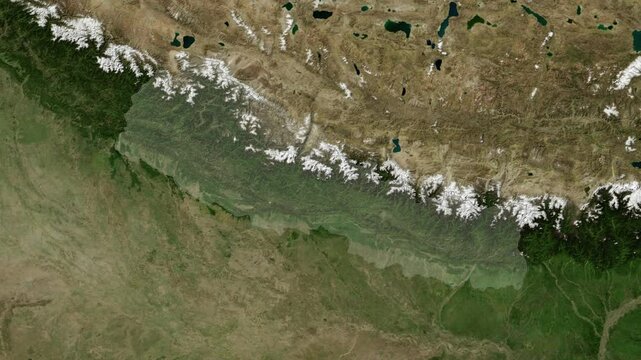 Zoom from Earth to Nepal. (Highlighted) High quality world map animation with country borders highlighted. Images from NASA