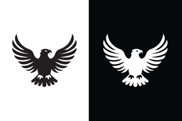 Dynamic Eagle Icon Silhouette. Black and White Vector Design