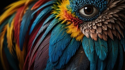 Obraz premium A Close-Up View of a Colorful Parrot's Feathers