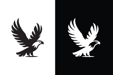 Majestic Eagle Icon Silhouette. Black and White Vector Illustration