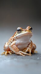 Fototapeta premium Professionally lit studio shot of a frog, with soft lighting highlighting its detailed textures and colors against a clean backdrop.