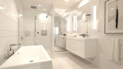 Minimalist bathroom featuring sleek, monochromatic design elements AI generated image