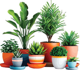 Vector Illustration Image of ornamental flower plants in pots that are often planted in front of the house as greenery