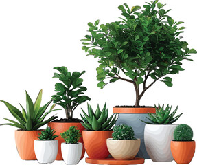 Fototapeta premium Vector Illustration Image of ornamental flower plants in pots that are often planted in front of the house as greenery