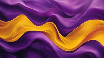 Flowing purple and yellow fabric waves, abstract